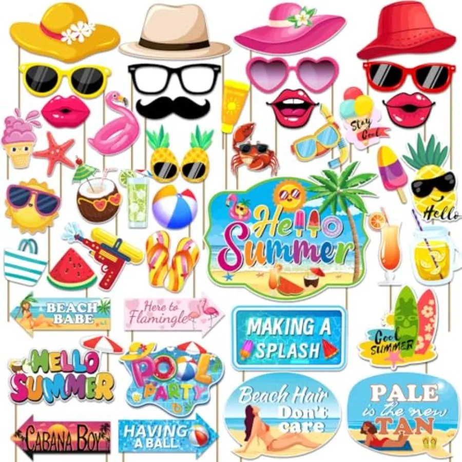 43Pcs Summer Party Decorations Photo Props, Summer Booth Props, Pool Decorations Beach Photo Booth Props, Sum mer Pool Funny Se
43Pcs Summer Party Decorations Photo Props, Summer Booth Props, Pool Decorations Beach Photo Booth Props, Sum mer Pool Funny Se