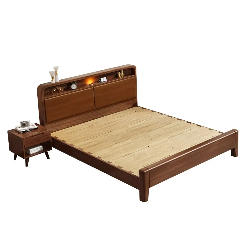 All solid wood silent mortise Nordic bed light luxury modern simple bed with night light small
All solid wood silent mortise Nordic bed light luxury modern simple bed with night light small