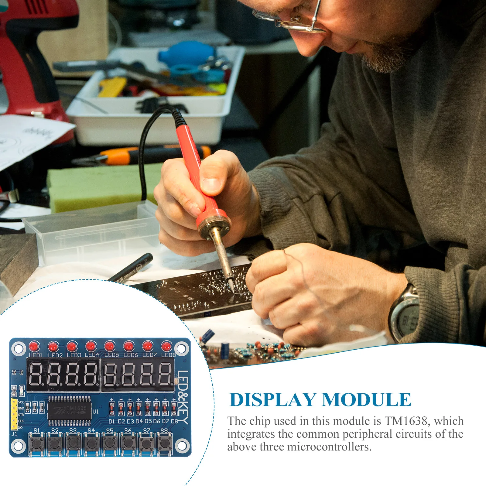 4pcs 8Led Tm1638 Digital Tube 8 Keys Microcontroller Display Module High Voltage Drive Integrated Controller Keyboard Scanning
4pcs 8Led Tm1638 Digital Tube 8 Keys Microcontroller Display Module High Voltage Drive Integrated Controller Keyboard Scanning