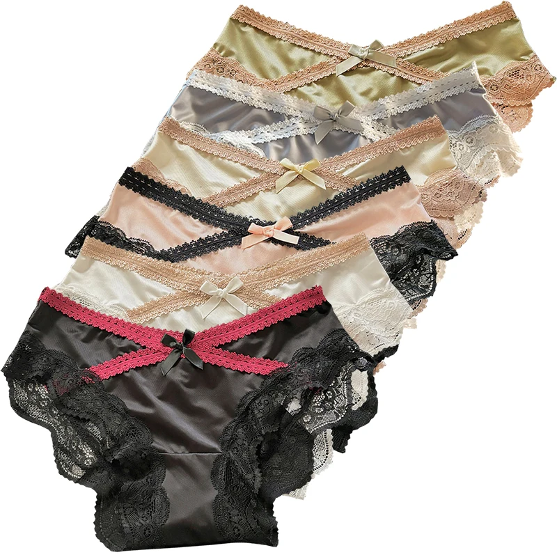 6 pieces satin panelled lace briefs Sexy women's underwear low-rise panties soft briefs Comfortable Lingerie
6 pieces satin panelled lace briefs Sexy women's underwear low-rise panties soft briefs Comfortable Lingerie