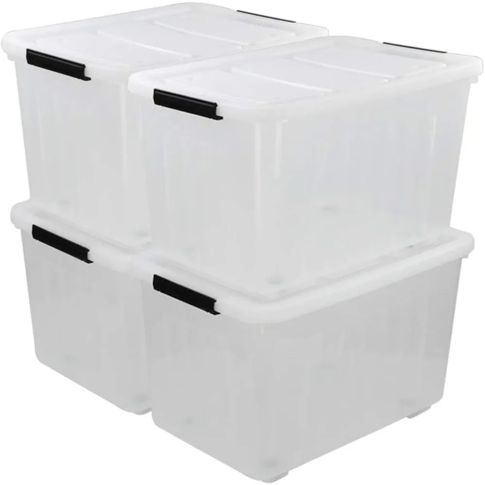 70 L Clear Plastic Large Storage Box with Wheels, Set of 4 LargeLatch Plastic Box for Storage
70 L Clear Plastic Large Storage Box with Wheels, Set of 4 LargeLatch Plastic Box for Storage