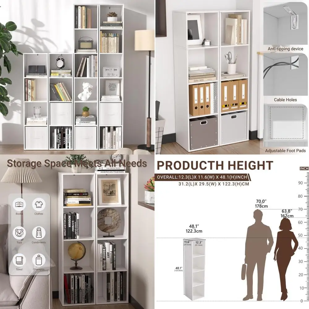 4-Tier White Cube Bookshelf Organizer, Freestanding Storage Display Unit for Home and Office
4-Tier White Cube Bookshelf Organizer, Freestanding Storage Display Unit for Home and Office
