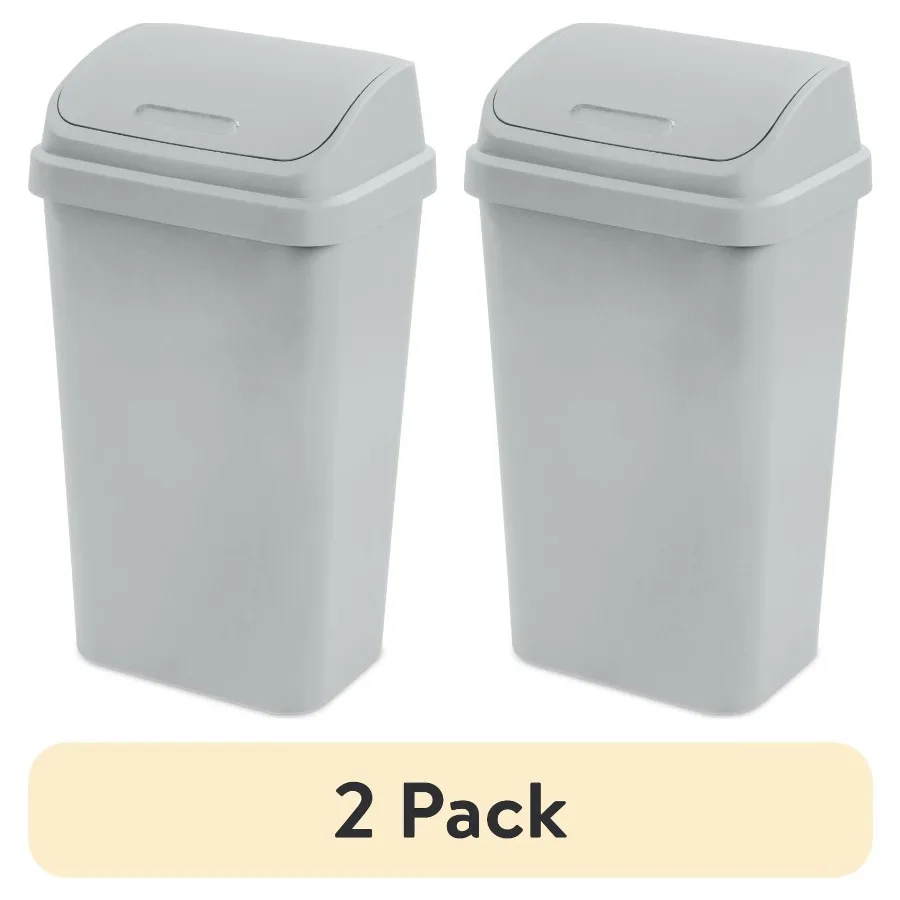 2 pack Kitchen Trash Can, 13 Gallon Plastic Garbage Bin with Swing Top Lid, Light Gray
2 pack Kitchen Trash Can, 13 Gallon Plastic Garbage Bin with Swing Top Lid, Light Gray