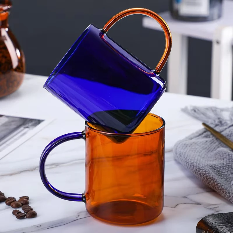 380ml Nordic Colored Glass Coffee Cup Heat Resistant Amber Blue Glass Mug with Handle for Tea Juice Water Household Use
380ml Nordic Colored Glass Coffee Cup Heat Resistant Amber Blue Glass Mug with Handle for Tea Juice Water Household Use