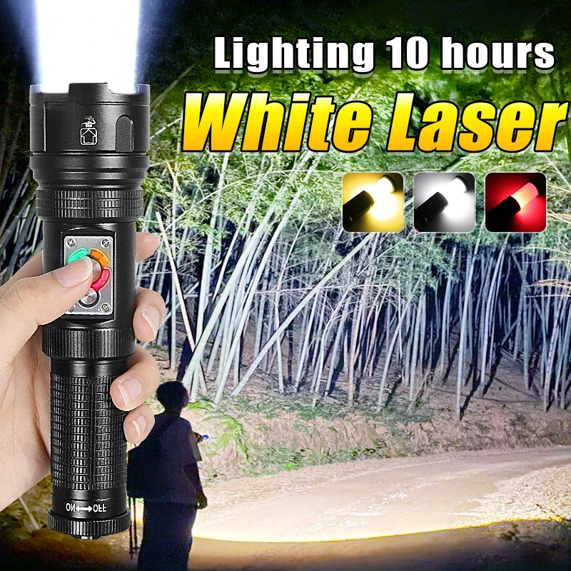 Long Range 2000M Led Flashlight High Power 10 Mode Emergency Torch Outdoor Super Bright Lamp White Laser Rechargeable Flashlight
Long Range 2000M Led Flashlight High Power 10 Mode Emergency Torch Outdoor Super Bright Lamp White Laser Rechargeable Flashlight