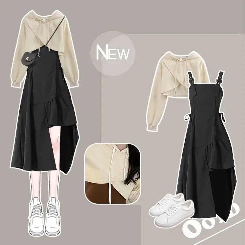 2025 Women's Spring Autumn New Fashion Short Hoodie+Strap Skirt Two Piece Suit Korean Elegant Long Sleeve Top Dress Matching Set
2025 Women's Spring Autumn New Fashion Short Hoodie+Strap Skirt Two Piece Suit Korean Elegant Long Sleeve Top Dress Matching Set
