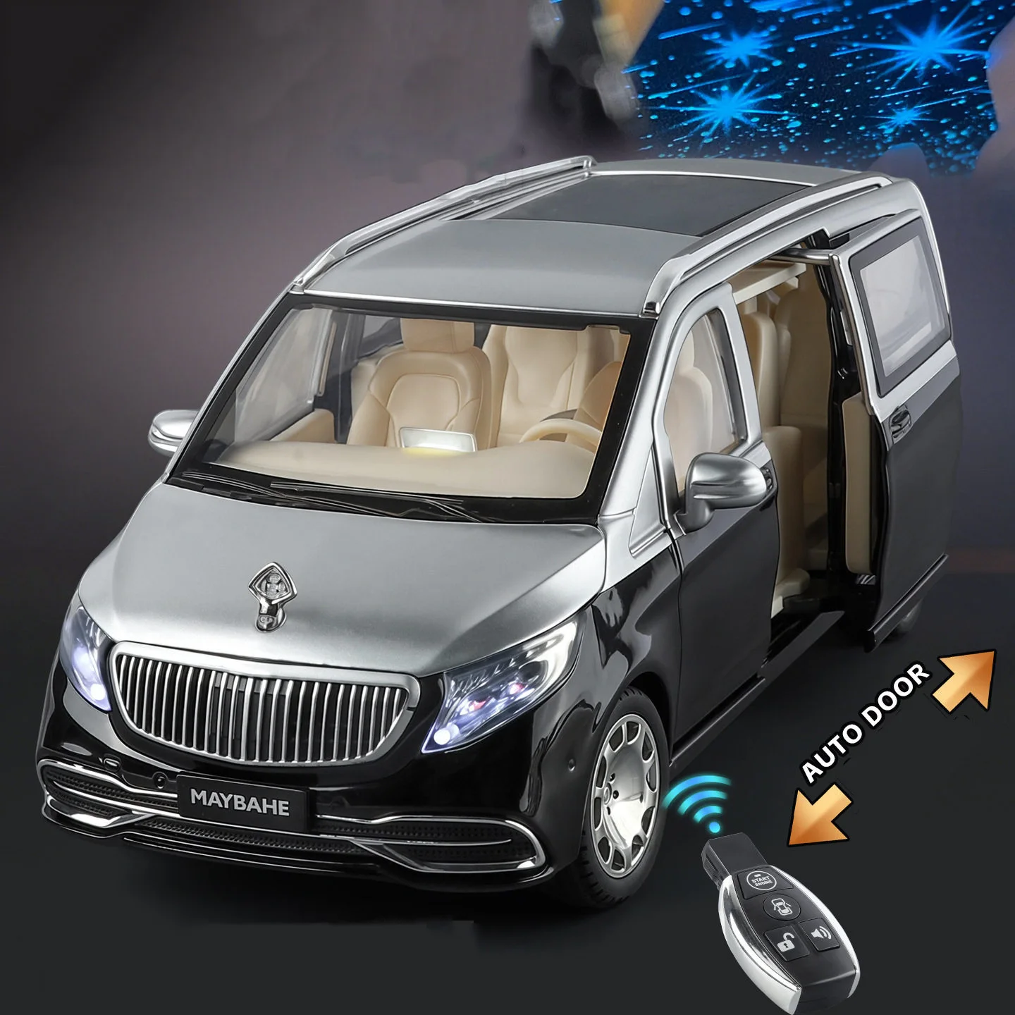1:24 Maybachs VITO VS680 MPV Business Car Model With Remote Key Alloy Diecast Toy Metal Sound Light Toys Collection Gift
1:24 Maybachs VITO VS680 MPV Business Car Model With Remote Key Alloy Diecast Toy Metal Sound Light Toys Collection Gift