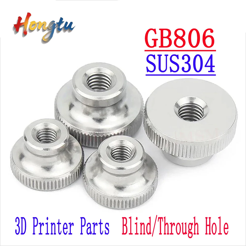 Hongtu GB806 SUS304 Knurled Thumb Nuts (M12x1.75/1/4-20/3/8-16/5/16 UNC) - 3D Printer Parts, Blind/Through Hole 
Hongtu GB806 SUS304 Knurled Thumb Nuts (M12x1.75/1/4-20/3/8-16/5/16 UNC) - 3D Printer Parts, Blind/Through Hole