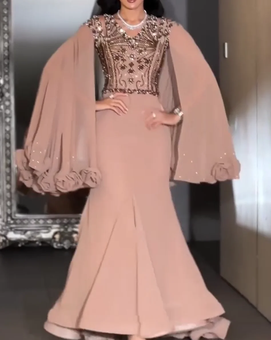 Dusty Rose Mermaid Chiffon Prom Dresses Long for Women 2025 Beading Crystal V Neck 3D Flowers Formal Evening Gowns Customized
Dusty Rose Mermaid Chiffon Prom Dresses Long for Women 2025 Beading Crystal V Neck 3D Flowers Formal Evening Gowns Customized