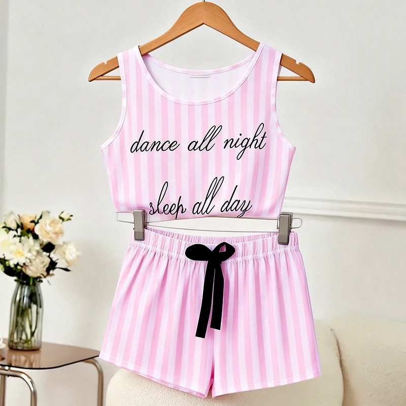 2PCS/Set Women Pyjamas Tie-Dye Printed Vest Shorts Erotic Lingerie Striped with Letters Fashion Sexy Lace Suspenders Homewear
2PCS/Set Women Pyjamas Tie-Dye Printed Vest Shorts Erotic Lingerie Striped with Letters Fashion Sexy Lace Suspenders Homewear