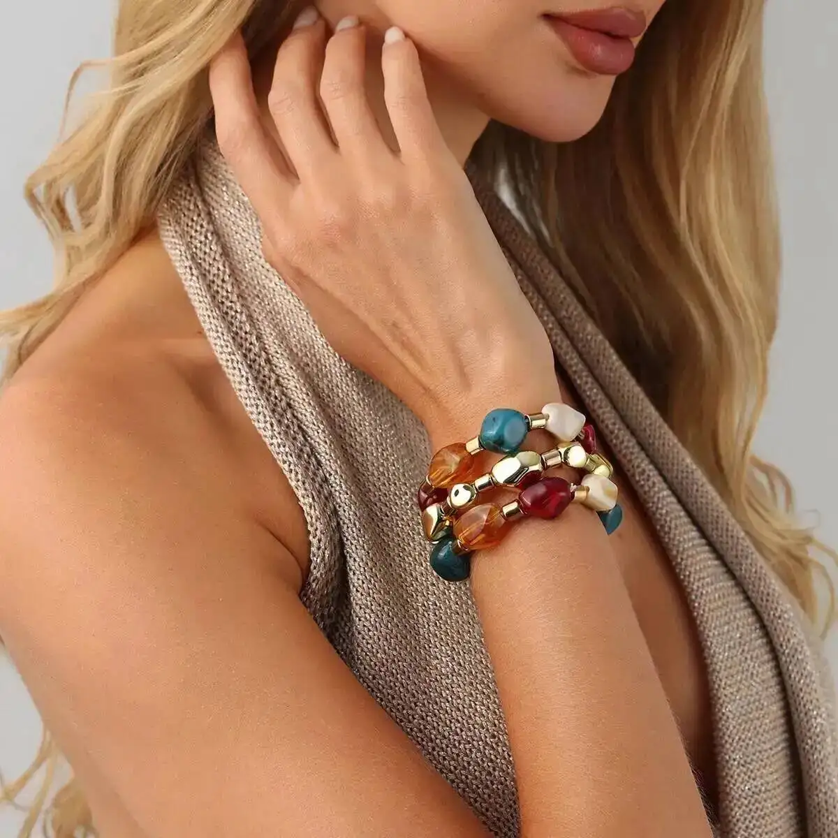 Salircon 3Pcs/Set Y2K Bohemian Acrylic Resin Beaded Bracelet Women Temperament Fashion Stackable Elastic Bangle Charm Jewelry
Salircon 3Pcs/Set Y2K Bohemian Acrylic Resin Beaded Bracelet Women Temperament Fashion Stackable Elastic Bangle Charm Jewelry