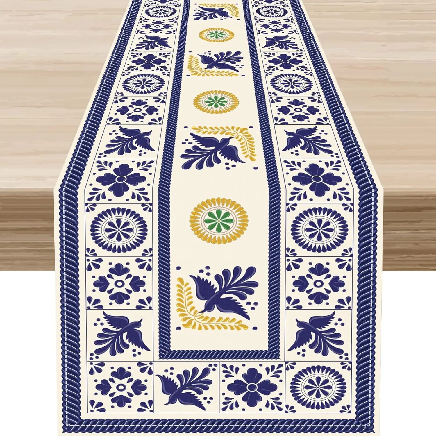 Мексиканская синяя цветочная птица Talavera Керамическая льняная дорожка для стола День мертвых Dia De Los Muertos Скатерти Fiesta Party Decor
Мексиканская синяя цветочная птица Talavera Керамическая льняная дорожка для стола День мертвых Dia De Los Muertos Скатерти Fiesta Party Decor