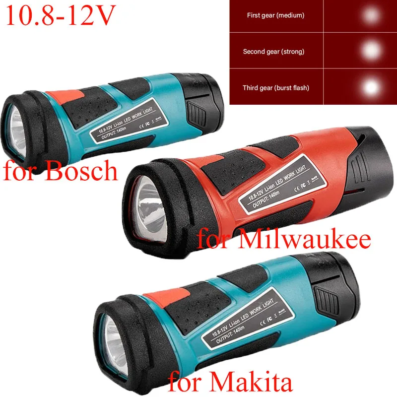 3W 140L Flashlight Night Work Light for Bosch Milwaukee Makita 10.8-12V Li-Ion Battery Comes with 3 Brightness Modes Adjustable
3W 140L Flashlight Night Work Light for Bosch Milwaukee Makita 10.8-12V Li-Ion Battery Comes with 3 Brightness Modes Adjustable