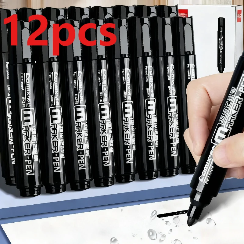 12pcs Marker Pens Stationery Art Supplies 2mm Fine Black Marker Pens Waterproof Marker Pen for Marking and Notation Office Tools
12pcs Marker Pens Stationery Art Supplies 2mm Fine Black Marker Pens Waterproof Marker Pen for Marking and Notation Office Tools