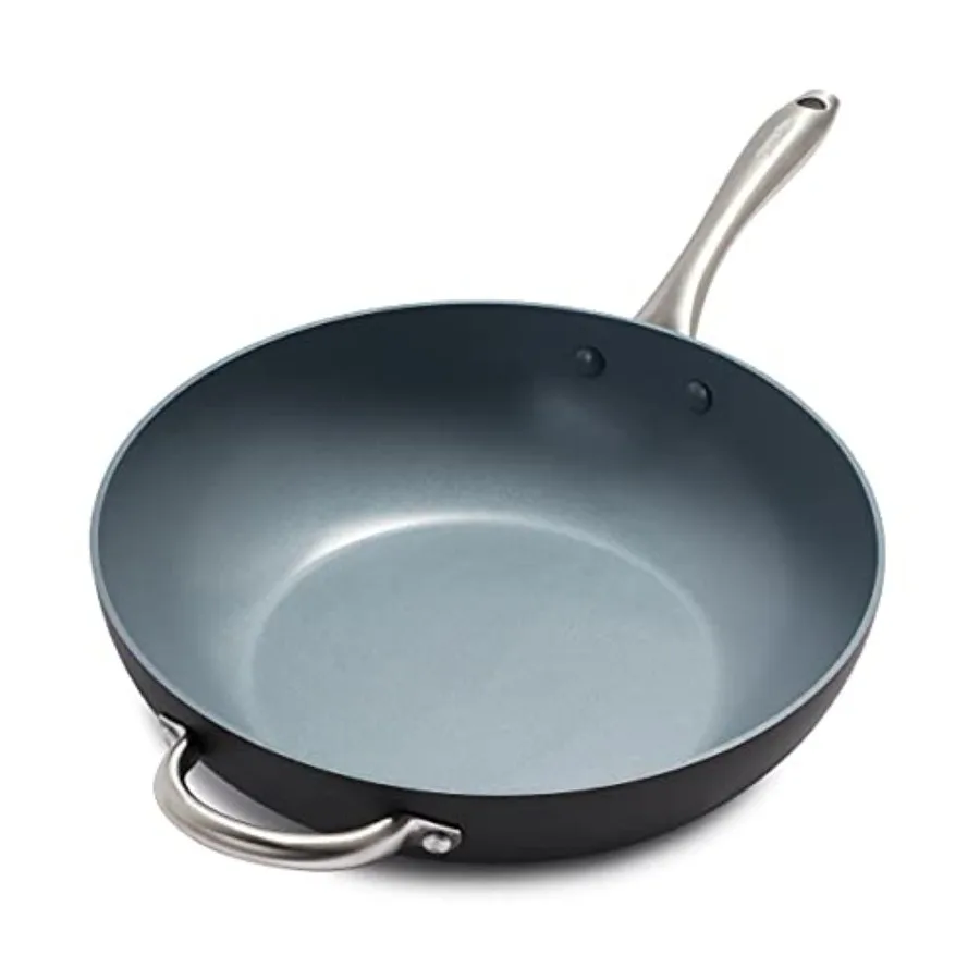 Lima Hard Anodized Healthy Ceramic Nonstick 12.5" Wok pan with Helper Handle PFAS-Free Oven Safe Gray
Lima Hard Anodized Healthy Ceramic Nonstick 12.5" Wok pan with Helper Handle PFAS-Free Oven Safe Gray