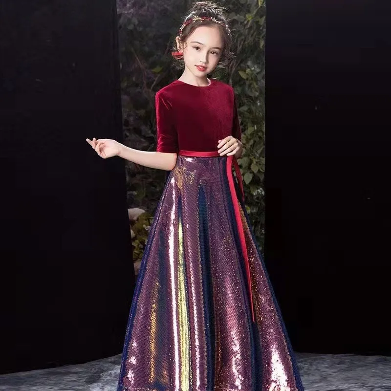 Children's Velvet Performance Costume2025Spring New Girls' Elegant Piano Performance Competition Dress
Children's Velvet Performance Costume2025Spring New Girls' Elegant Piano Performance Competition Dress