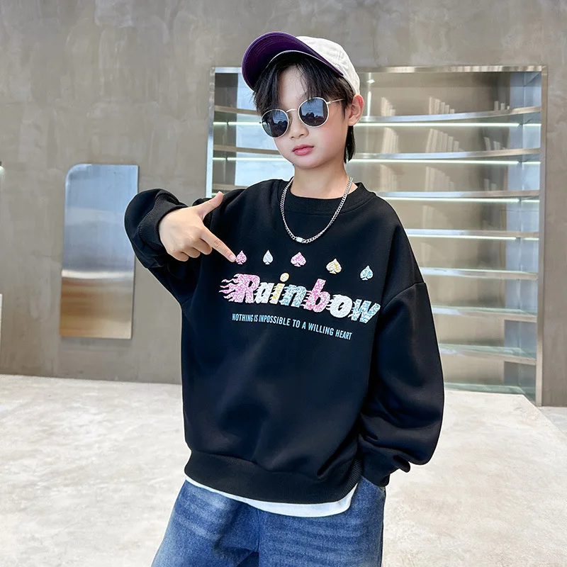 Autumn New Boys Fashion Print Loose Sweatshirt for Children's Clothes Korean Tops Long Sleeved Tees Kids T Shirts Outfits 5-14Y
Autumn New Boys Fashion Print Loose Sweatshirt for Children's Clothes Korean Tops Long Sleeved Tees Kids T Shirts Outfits 5-14Y