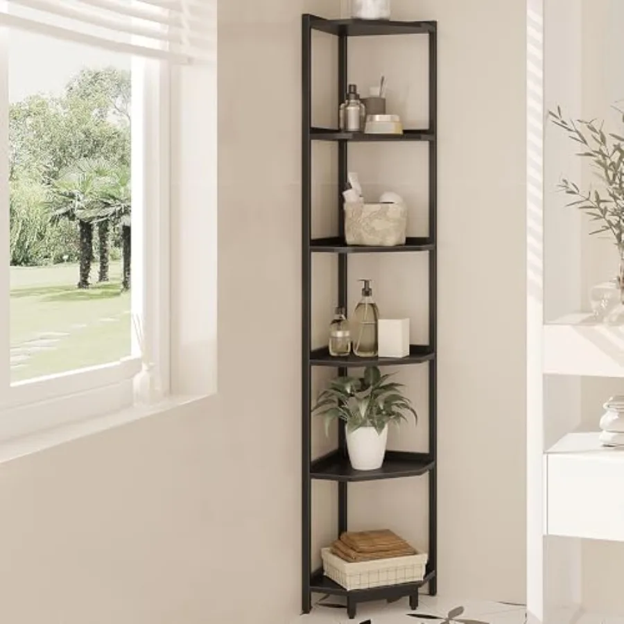 Corner Shelf Stand Corner Bookshelf Storage Standing Shelf Unit with Metal Frame Plant Stand Bookcase for Living Room Home Offi
Corner Shelf Stand Corner Bookshelf Storage Standing Shelf Unit with Metal Frame Plant Stand Bookcase for Living Room Home Offi