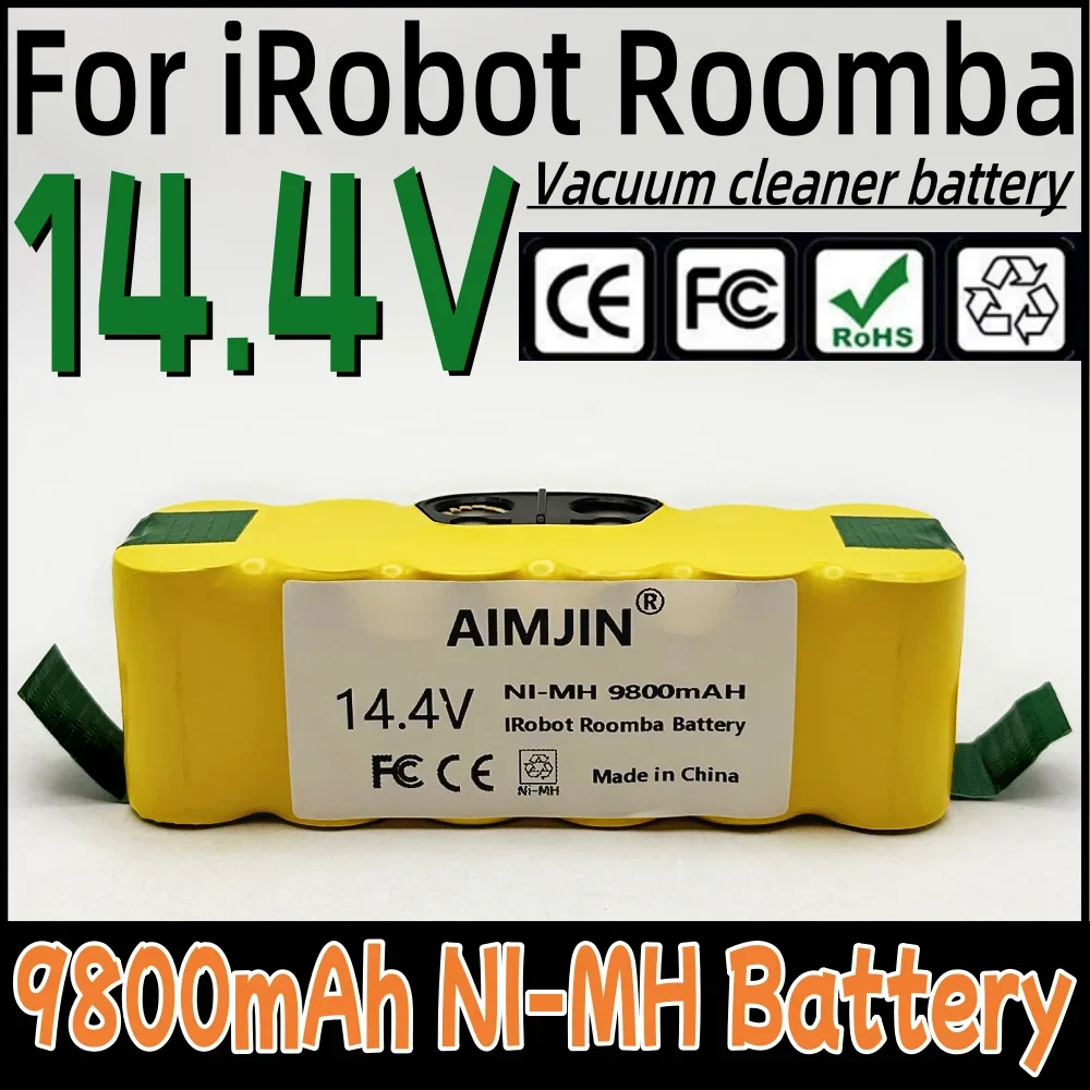 14.4V Vacuum Cleaner Battery 9800mAh NI-MH Rechargeable Battery for IRobot Roomba 500 600 700 800 900 Series
14.4V Vacuum Cleaner Battery 9800mAh NI-MH Rechargeable Battery for IRobot Roomba 500 600 700 800 900 Series