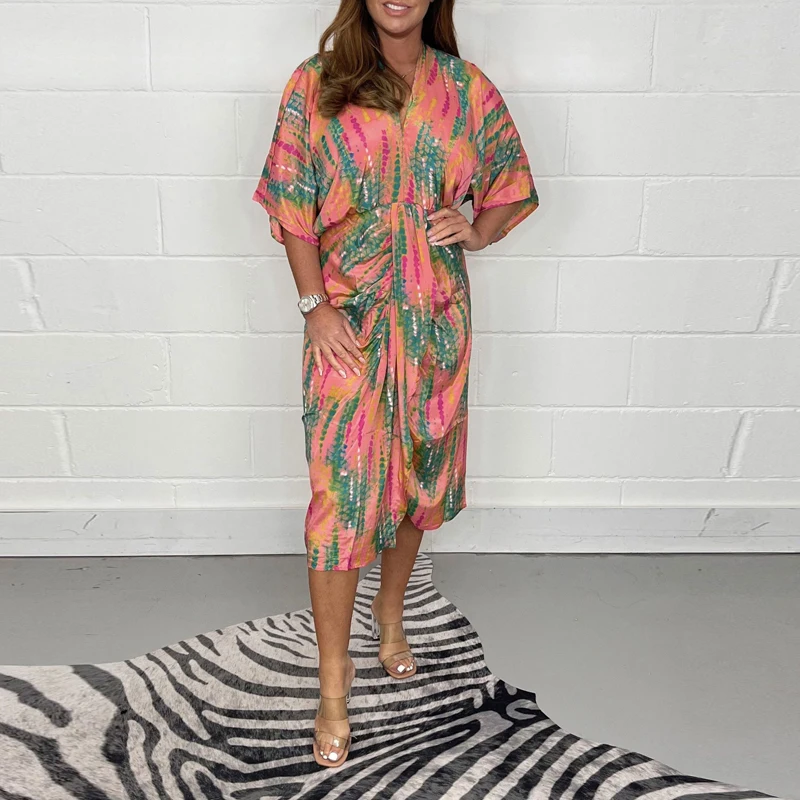 Summer Women's Fashion Commuter Print 5/4 Sleeve Spliced Irregular Pleated Split Multi Dress Sexy Elegant Female Party Dresses
Summer Women's Fashion Commuter Print 5/4 Sleeve Spliced Irregular Pleated Split Multi Dress Sexy Elegant Female Party Dresses