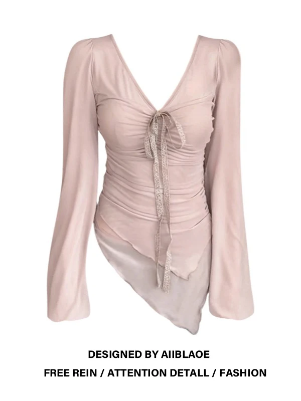 plus Size V-Ne Pleated Belted Long Sve T-irt Women's Autumn Winter New Sle Sexy Ele Asymmetrical Top
plus Size V-Ne Pleated Belted Long Sve T-irt Women's Autumn Winter New Sle Sexy Ele Asymmetrical Top