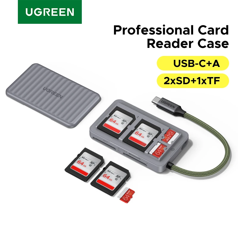 UGREEN USB-C Card Reader Storage Case SD/TF/MicroSD Card for Phone PC Laptop Accessories Smart Memory Cardreader SD Card Adapter
UGREEN USB-C Card Reader Storage Case SD/TF/MicroSD Card for Phone PC Laptop Accessories Smart Memory Cardreader SD Card Adapter