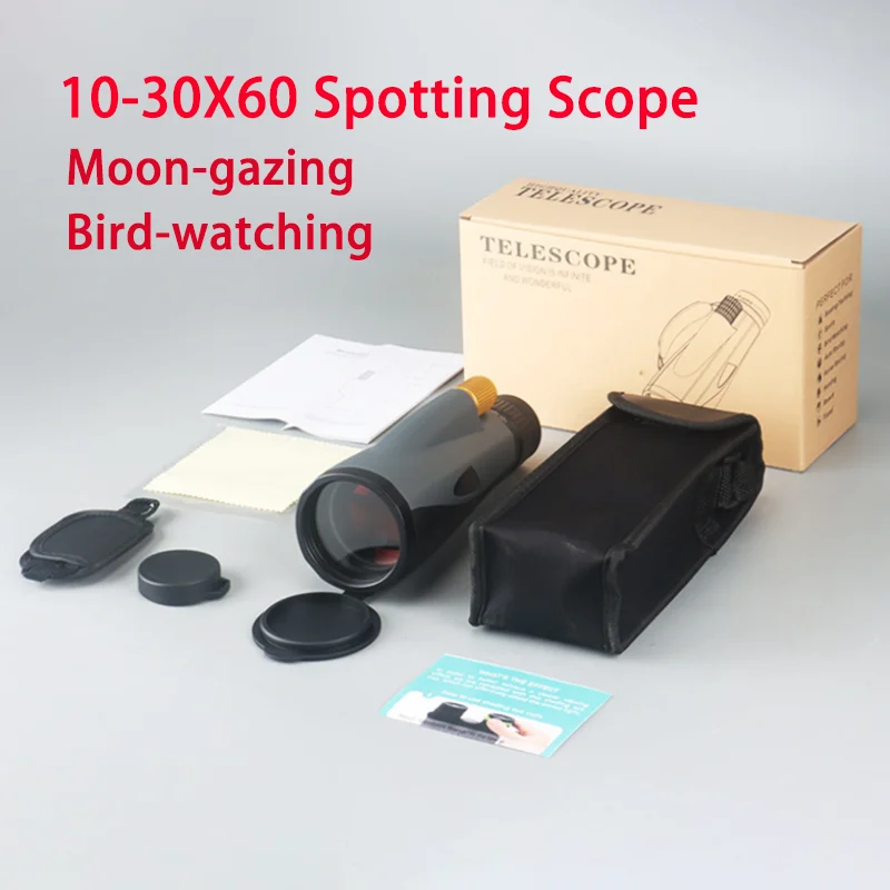 10-30x60 HD Monocular Telescope Professional Powerful Zoom Binoculars Bak7 Prism FMC Lens for Bird Watching Camping Hunting Moon
10-30x60 HD Monocular Telescope Professional Powerful Zoom Binoculars Bak7 Prism FMC Lens for Bird Watching Camping Hunting Moon