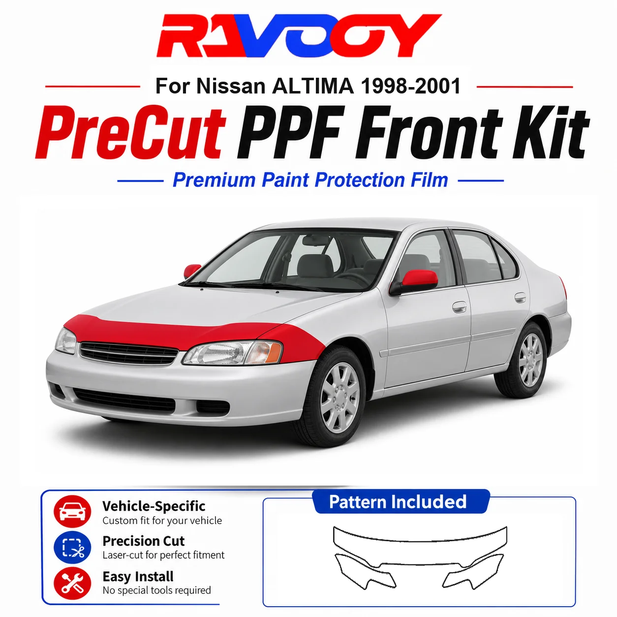8.5mil TPU Precut PPF Kit For Nissan ALTIMA 1998-2001 - Hood, Fenders & Mirror Set - Self-Healing Clear Bra Film
8.5mil TPU Precut PPF Kit For Nissan ALTIMA 1998-2001 - Hood, Fenders & Mirror Set - Self-Healing Clear Bra Film