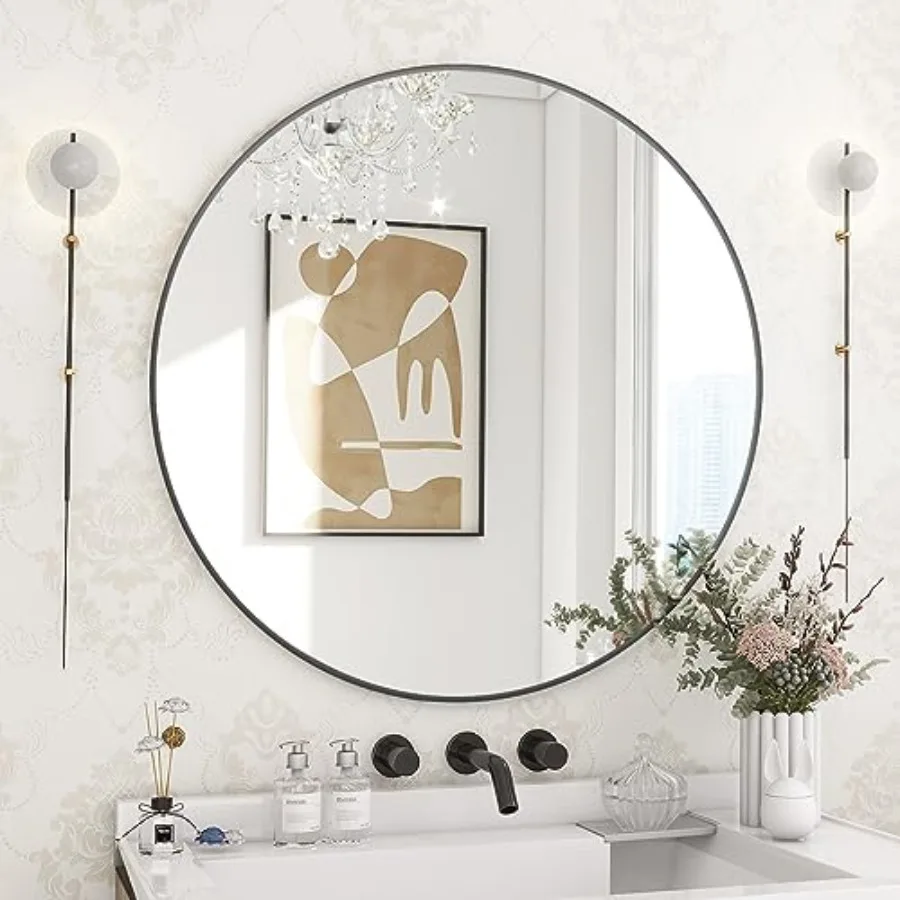 24 Inch Round Mirror with Metal Frame for Wall Mounting Elegant Circular Design Ideal for Entryway Bathroom Vanity and Living R
24 Inch Round Mirror with Metal Frame for Wall Mounting Elegant Circular Design Ideal for Entryway Bathroom Vanity and Living R