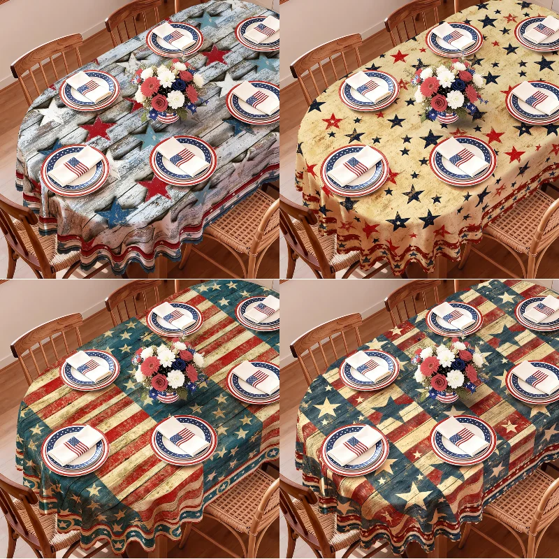 4th of July Tablecloth Patriotic American Flag Star Spangled Oval Yellow Blue for Outdoor Party BBQ Backyard Family Gathering
4th of July Tablecloth Patriotic American Flag Star Spangled Oval Yellow Blue for Outdoor Party BBQ Backyard Family Gathering
