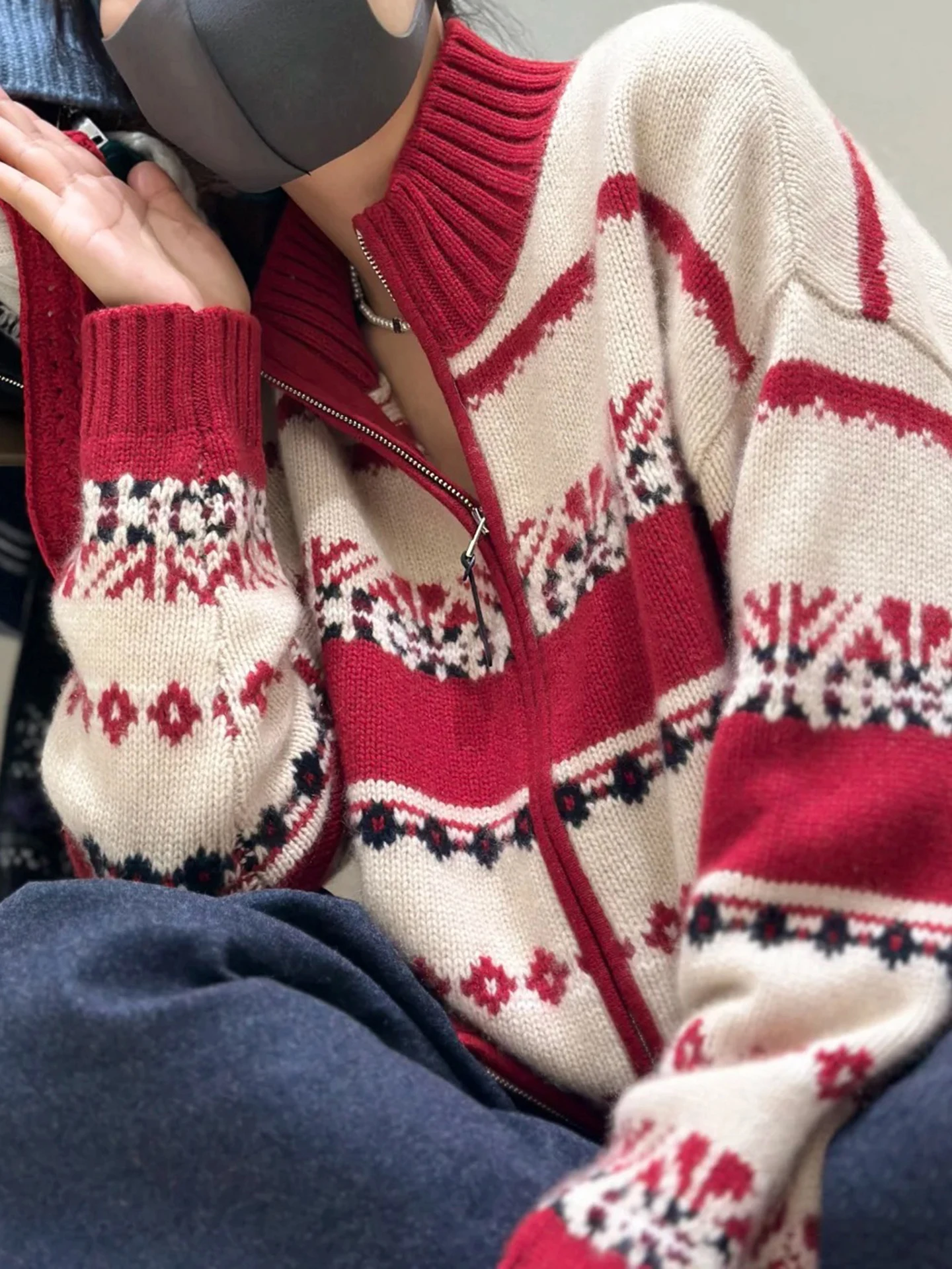 Ladies Cardigan 100% Merino Wool Splicing Color Mock Neck Zipper Sweater Autumn Winter Thick Knit Cable Clothing Warm Soft Top
Ladies Cardigan 100% Merino Wool Splicing Color Mock Neck Zipper Sweater Autumn Winter Thick Knit Cable Clothing Warm Soft Top