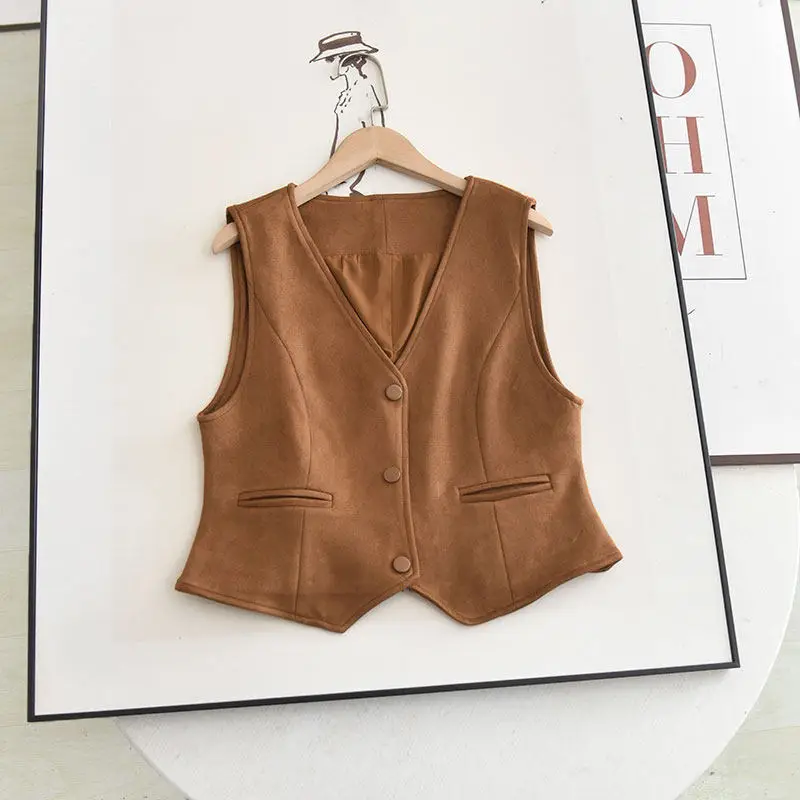 Slim Fit Suede Vest Jaet Women's oulder Pad Autumn Winter Small Size Faionable Layered Top Ladies' ort Outerwear
Slim Fit Suede Vest Jaet Women's oulder Pad Autumn Winter Small Size Faionable Layered Top Ladies' ort Outerwear