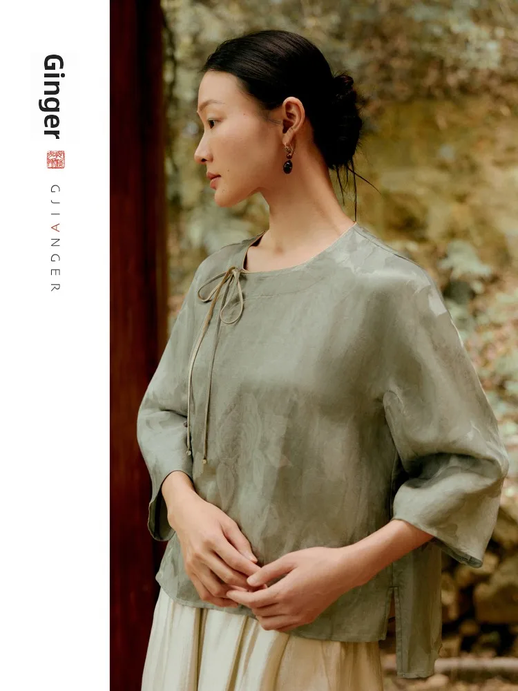 New Chinese Sle Original round Ne Slope Sve Top New Summer Tea Ceremony Clothing round Ne Qiangging Faionable Wome...
New Chinese Sle Original round Ne Slope Sve Top New Summer Tea Ceremony Clothing round Ne Qiangging Faionable Wome...