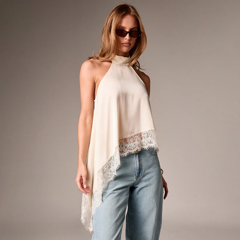 Tornova Sexy Halter Lace Tanks Women's Irregular Splice Fashion Backless Top Solid Color Loose Summer 2026 New Vest Streetwear
Tornova Sexy Halter Lace Tanks Women's Irregular Splice Fashion Backless Top Solid Color Loose Summer 2026 New Vest Streetwear