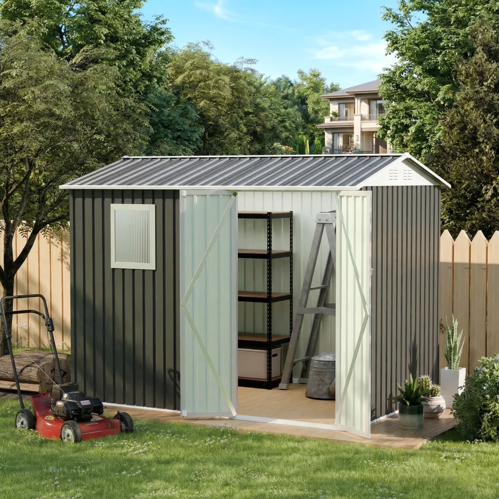 9x6 FT Metal Garden Shed with 1 Windows for Outdoors Patio Hinge Doors Storage Sheds
9x6 FT Metal Garden Shed with 1 Windows for Outdoors Patio Hinge Doors Storage Sheds