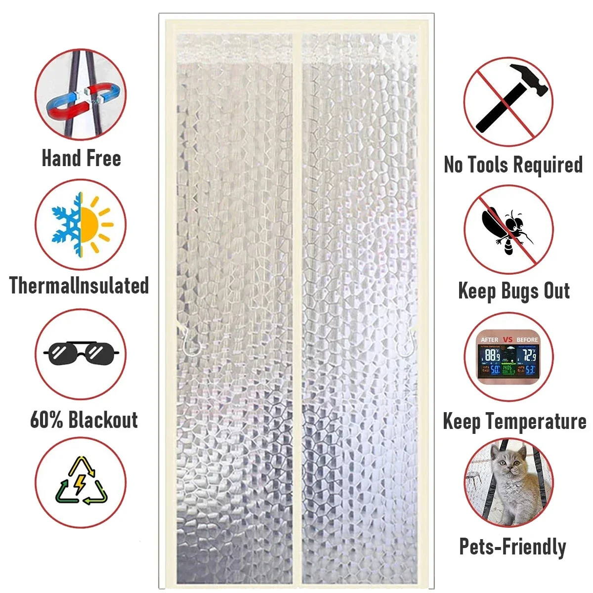 Magnetic heat insulation door curtain, mosquito-proof and silent. conditioning heating room family kitchen Curtain
Magnetic heat insulation door curtain, mosquito-proof and silent. conditioning heating room family kitchen Curtain