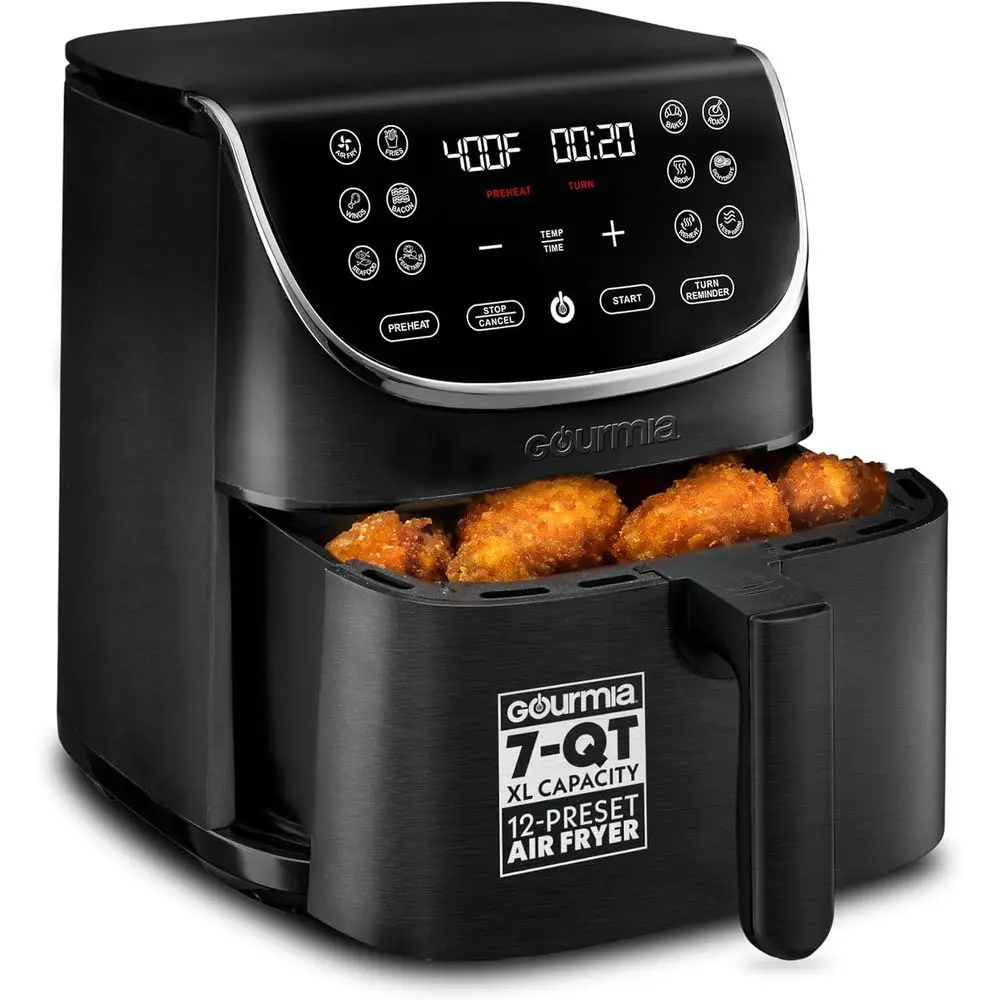 7 Qt Large Capacity Air Fryer with LED Display, 12 Presets, 360° Technology, Nonstick Basket & Crisper, Black
7 Qt Large Capacity Air Fryer with LED Display, 12 Presets, 360° Technology, Nonstick Basket & Crisper, Black