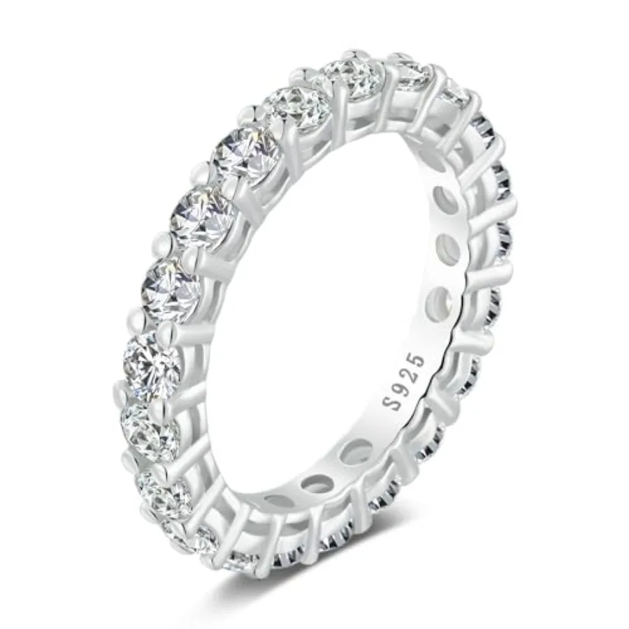 Moissanite Wedding Band Ring for Women - S925 Sterling Silver Eternity Stackable Rings, D Color VVS1 Engagement Promise Jewelry
Moissanite Wedding Band Ring for Women - S925 Sterling Silver Eternity Stackable Rings, D Color VVS1 Engagement Promise Jewelry