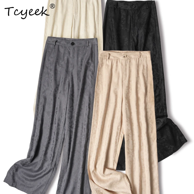 Tcyeek 100% Real Mulberry Silk Spring Summer High Waisted Solid Color Straight Leg Long Women's Pants Брюки Женские Летние 여름바지
Tcyeek 100% Real Mulberry Silk Spring Summer High Waisted Solid Color Straight Leg Long Women's Pants Брюки Женские Летние 여름바지