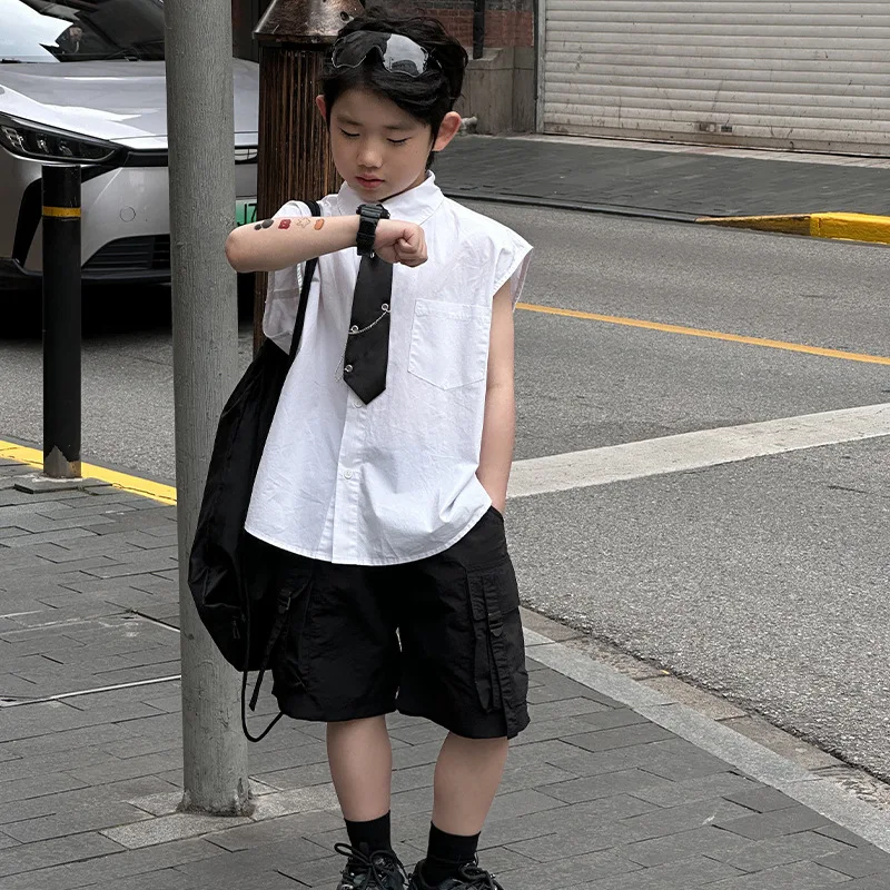 Boys T Shirt 2024 Korean Style Summer New Fashion Solid Color White Sleeveless Bow Tie Shirt All Match Summer Children Top
Boys T Shirt 2024 Korean Style Summer New Fashion Solid Color White Sleeveless Bow Tie Shirt All Match Summer Children Top