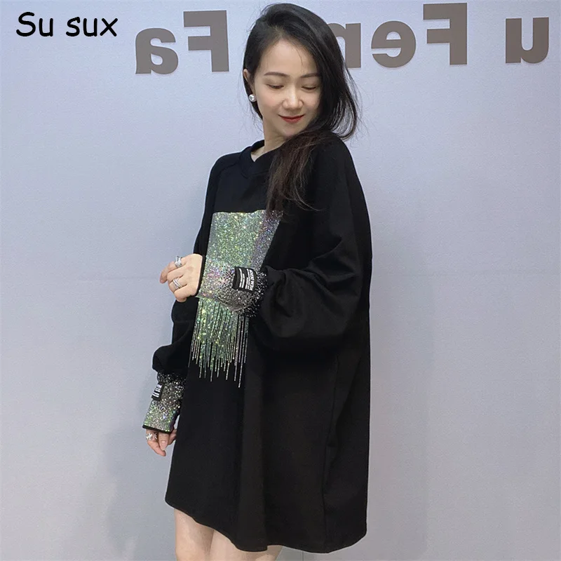 Casual Sequins Oversized Long Sleeve T Shirt Woman Bust 150cm Japanese Korean Fashion Black Tops Y2k Clothes Streetwears
Casual Sequins Oversized Long Sleeve T Shirt Woman Bust 150cm Japanese Korean Fashion Black Tops Y2k Clothes Streetwears