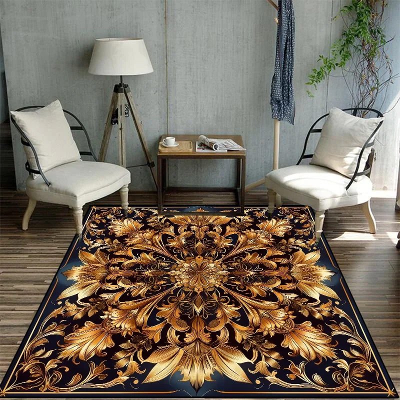 Golden Flowers Luxury Decorative Rug for Living Room European Style Parlor Coffee Table Carpet Non-slip Entrance Door Mat
Golden Flowers Luxury Decorative Rug for Living Room European Style Parlor Coffee Table Carpet Non-slip Entrance Door Mat