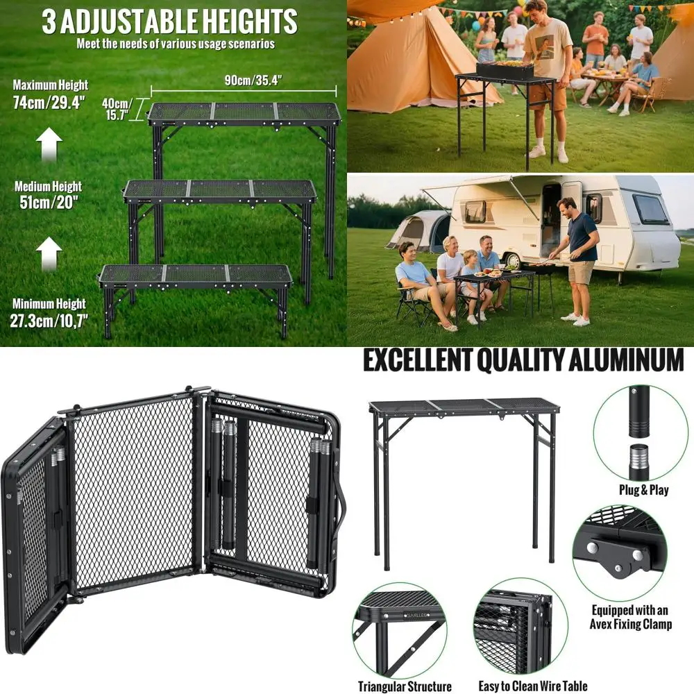 Регулируемый по высоте портативный стол для гриля с термостойкой поверхностью для кемпинга, пикников и барбекю - 35.4Д x 15.7Ш
Регулируемый по высоте портативный стол для гриля с термостойкой поверхностью для кемпинга, пикников и барбекю - 35.4Д x 15.7Ш