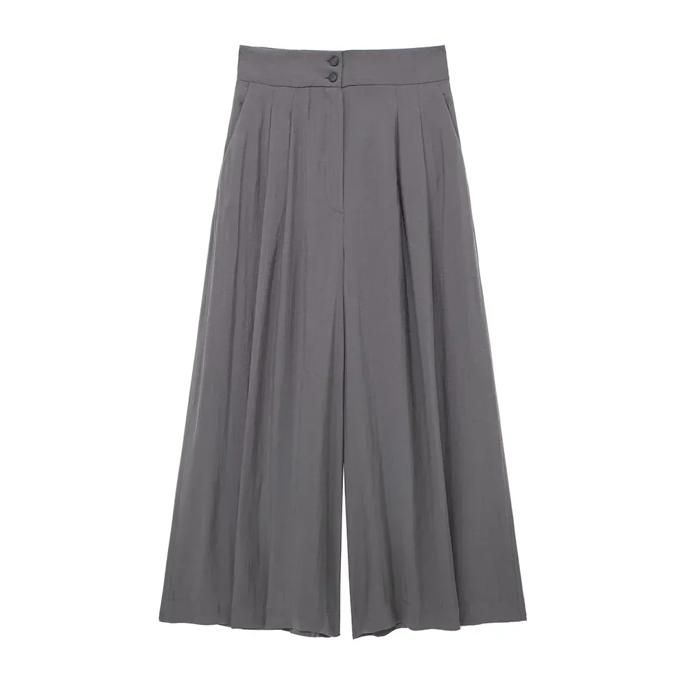 Women's summer new casual versatile solid color loose series mid waist hanging wide leg pleated pants
Women's summer new casual versatile solid color loose series mid waist hanging wide leg pleated pants