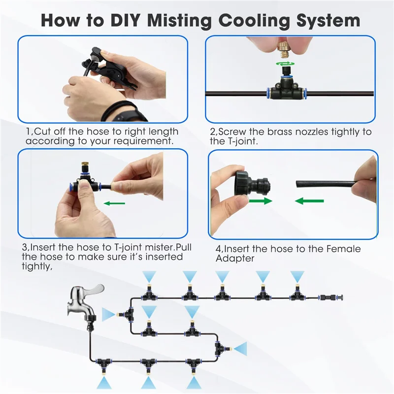 AEE6-Outdoor Misting System Garden Sprinkler 33FT(10M), DIY Misting Line, 12Pcs Brass Nozzle (3/4Inch), Garden Greenhouse Trampo
AEE6-Outdoor Misting System Garden Sprinkler 33FT(10M), DIY Misting Line, 12Pcs Brass Nozzle (3/4Inch), Garden Greenhouse Trampo