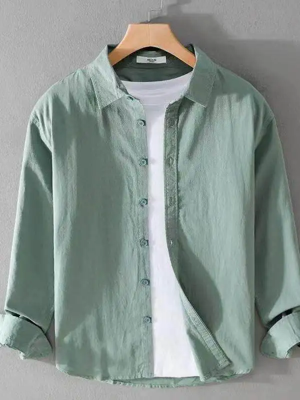 Casual Loose Linen Cotton Blend Men's Shirt Thin Long Sleeve Spring Summer White Inner Wear City Walk Style Neck Design
Casual Loose Linen Cotton Blend Men's Shirt Thin Long Sleeve Spring Summer White Inner Wear City Walk Style Neck Design