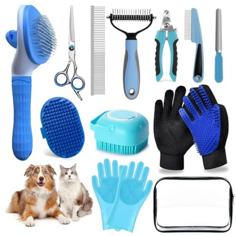 Dog Brush for Shedding 13pcs Bath Grooming Kit with Pet Nail Clipper and File - Dog Bath Brush Cat Grooming Supplies, Dematting
Dog Brush for Shedding 13pcs Bath Grooming Kit with Pet Nail Clipper and File - Dog Bath Brush Cat Grooming Supplies, Dematting