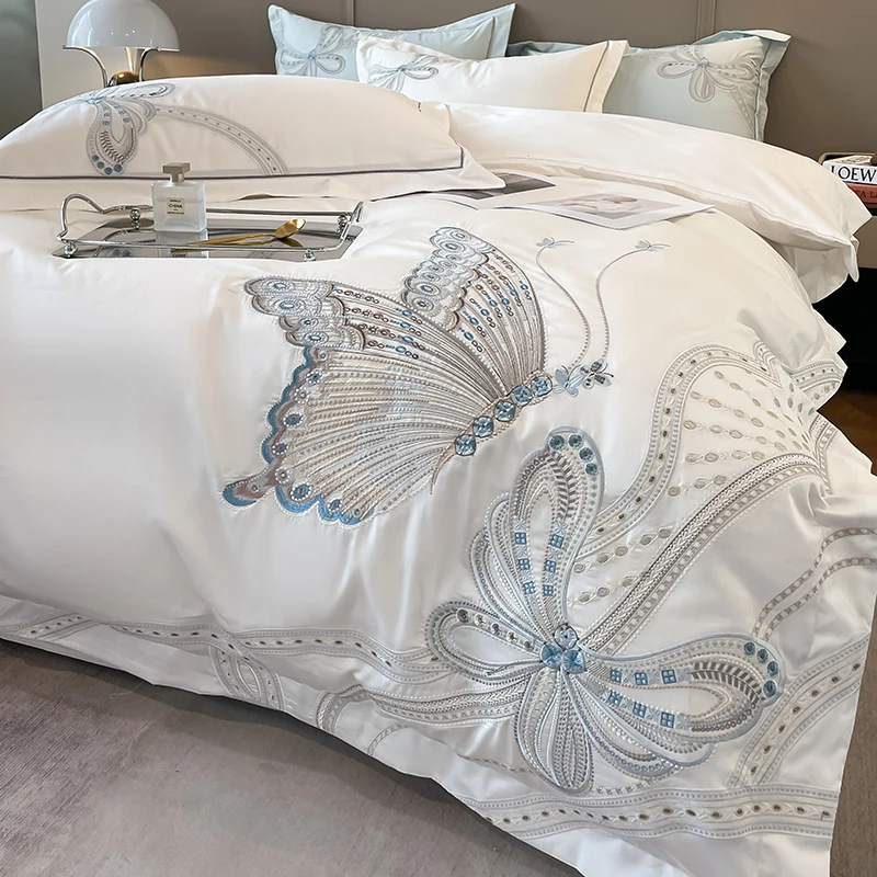 4Pcs 100% Pure Cotton Light Luxury Style Bedding Set Quilt Cover 200x230 220x240 Butterfly Embroidery Four Seasons
4Pcs 100% Pure Cotton Light Luxury Style Bedding Set Quilt Cover 200x230 220x240 Butterfly Embroidery Four Seasons