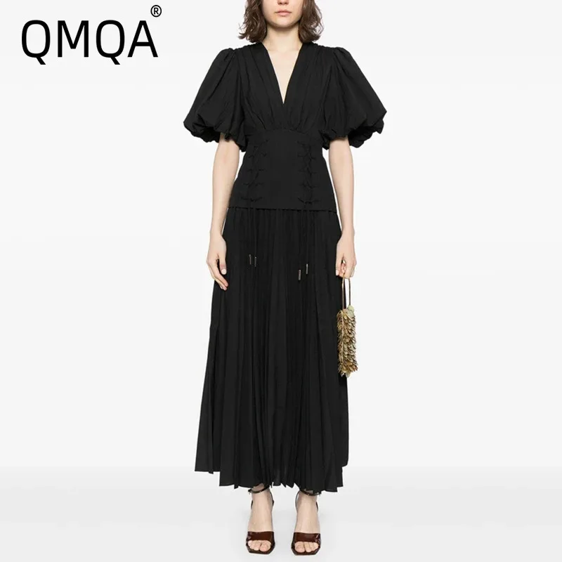 QMQA модные женские однотонные лоскутные элегантные платья на шнуровке с v-образным вырезом и пышными рукавами, утягивающие платья, женская одежда 1A516
QMQA модные женские однотонные лоскутные элегантные платья на шнуровке с v-образным вырезом и пышными рукавами, утягивающие платья, женская одежда 1A516