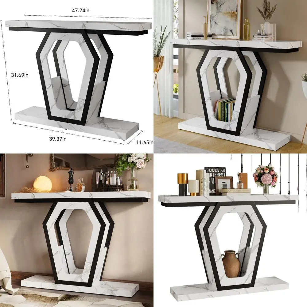 Узкий консольный столик с текстурой белого мрамора для прихожей, гостиной и фойе — простая сборка
Узкий консольный столик с текстурой белого мрамора для прихожей, гостиной и фойе — простая сборка